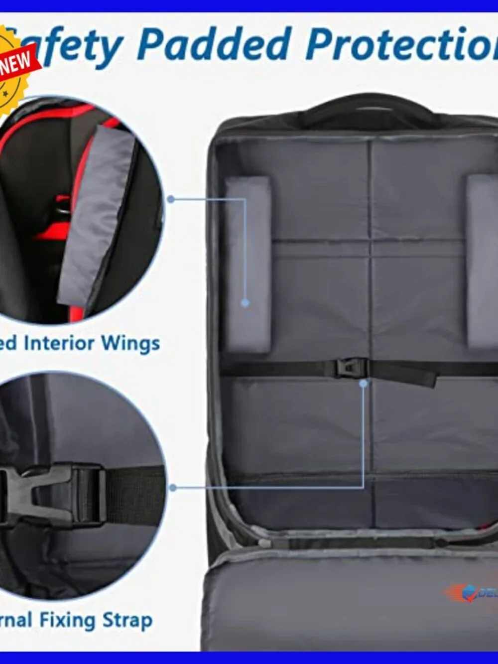 Padded Car Seat Travel Backpack with Wheels, Large Gate Check Bag